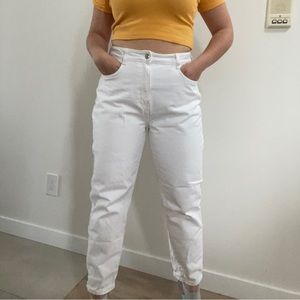 White Zara high-rise mom jeans